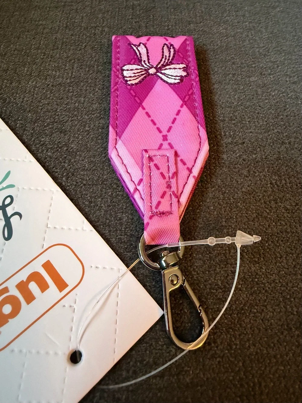 Lug Love Bow Oversized Bag Zipper Puller with Clasp Petite Bowgyle Purple (Pink)